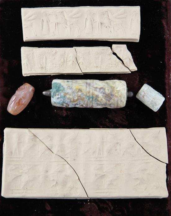 Two Neo-Assyrian and one Neo-Babylonian stone cylinder seals, c.800-600 B.C.